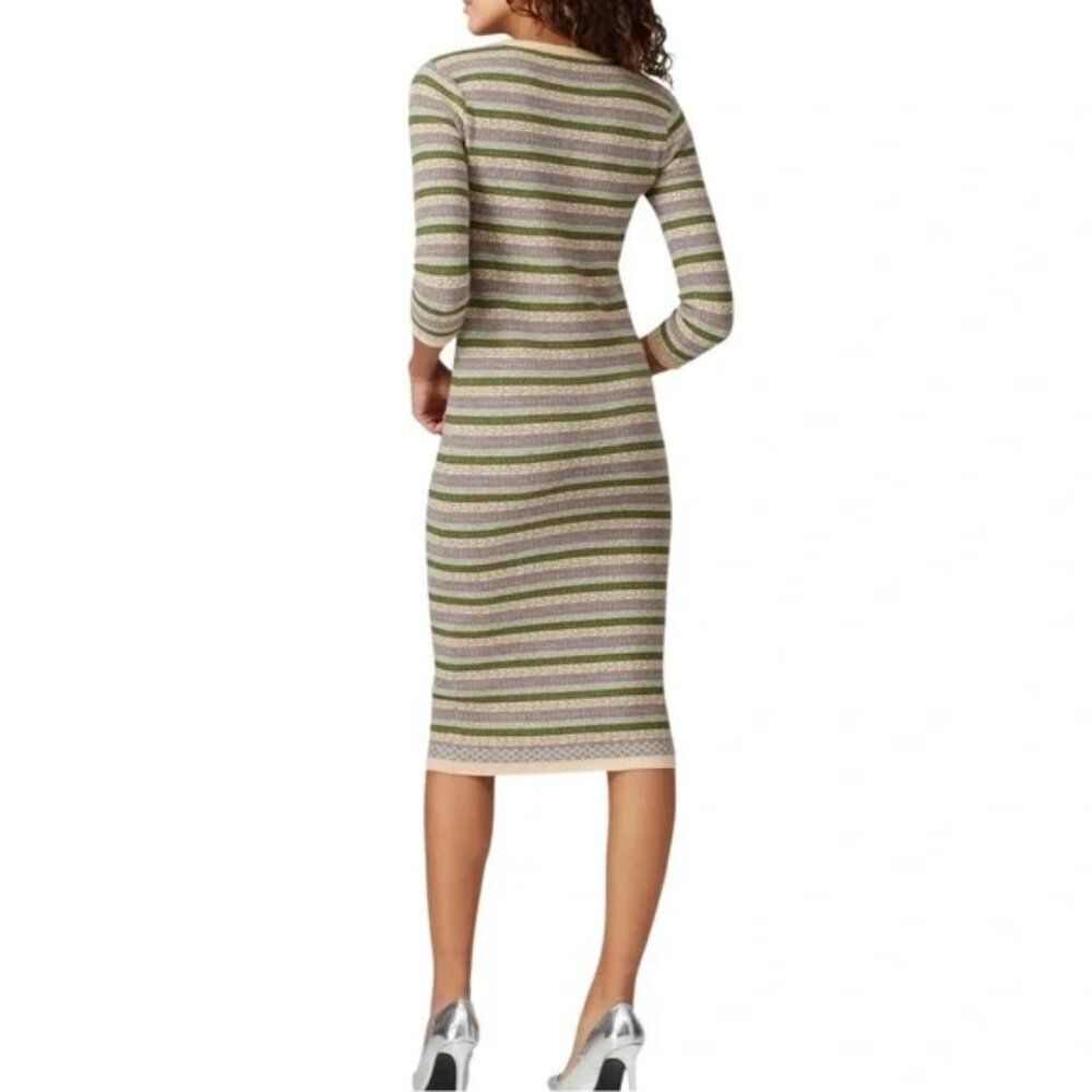Sweet Baby Jamie Cute Novelty retro Stripe Cozy Fall Sweater midi Dress MED - Picture 3 of 8